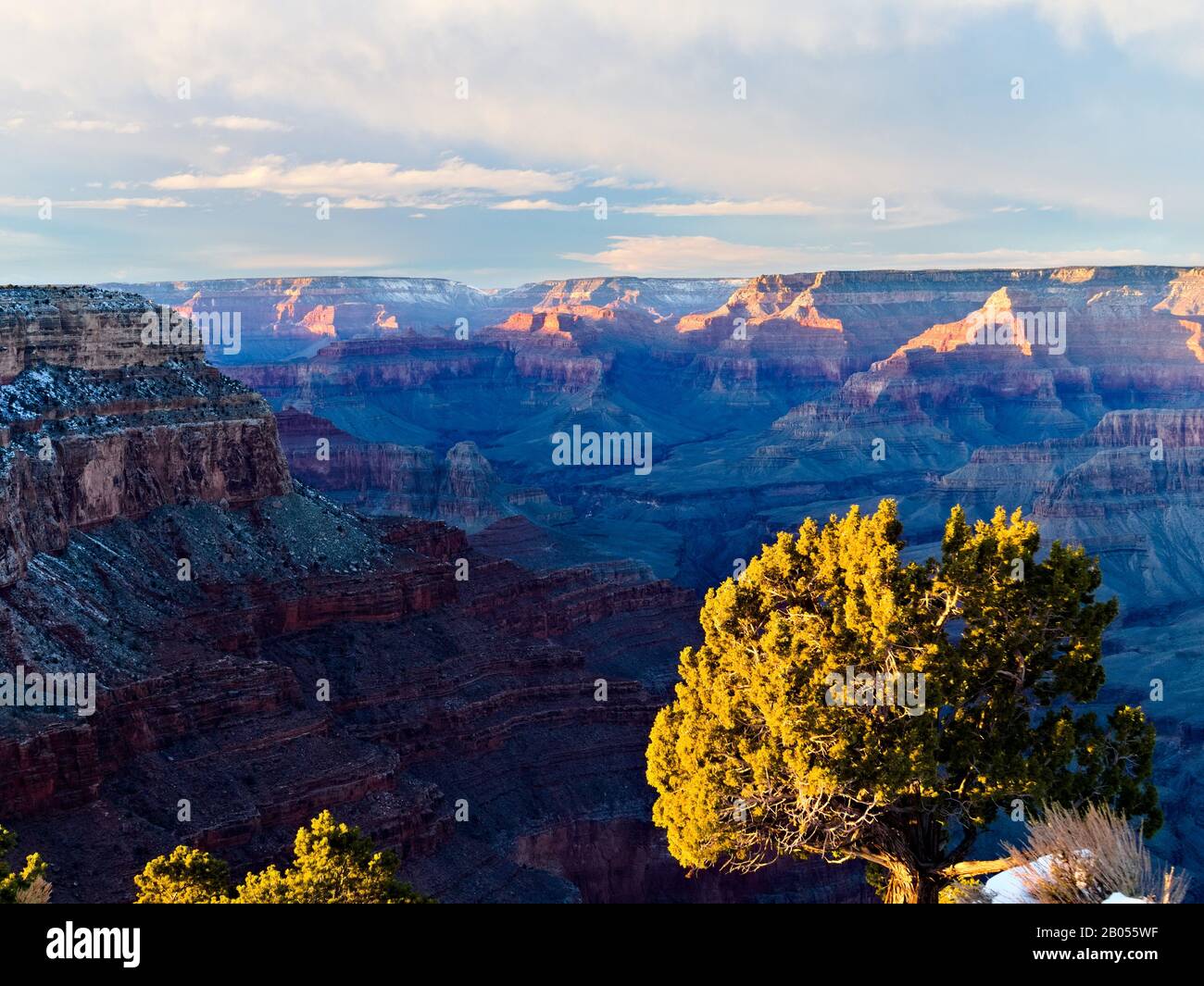 Sunset in the Grand Canyon as seen from Hermit's Rest Stock Photo