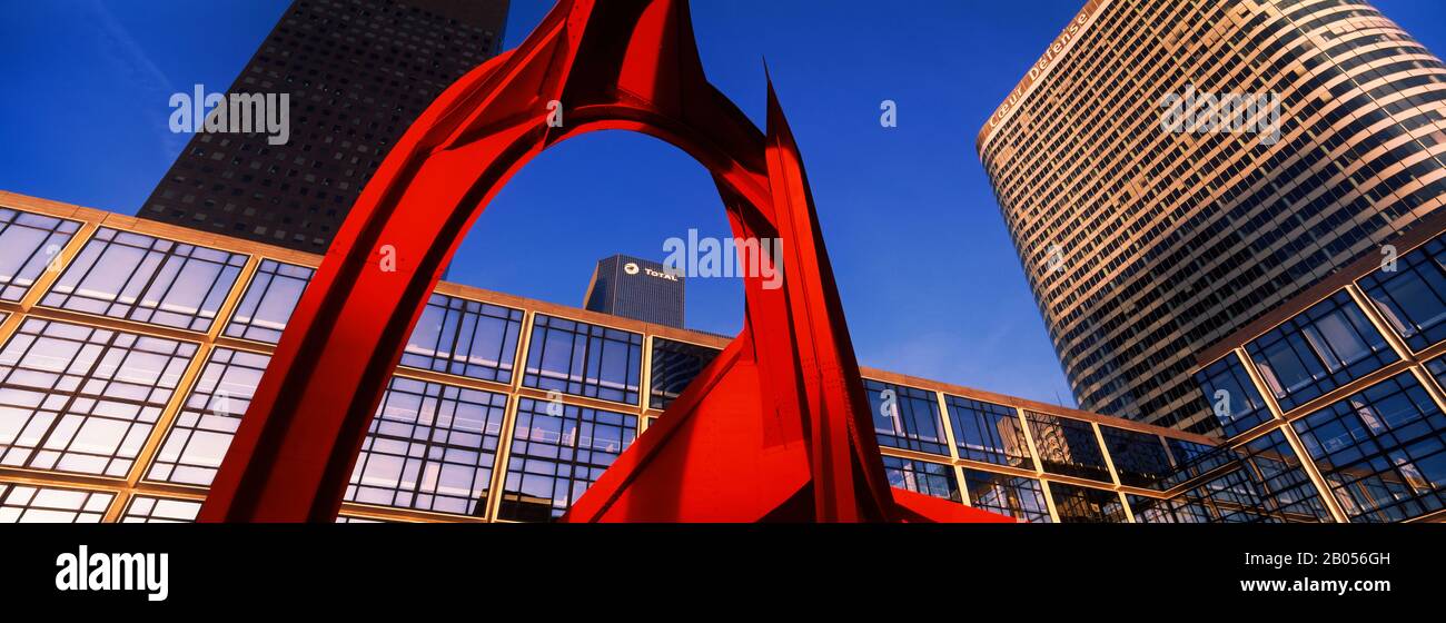 Low angle view of a sculpture, Alexander Calder sculpture, La Defense, Hauts-de-Seine, Paris, Ile-de-France, France Stock Photo