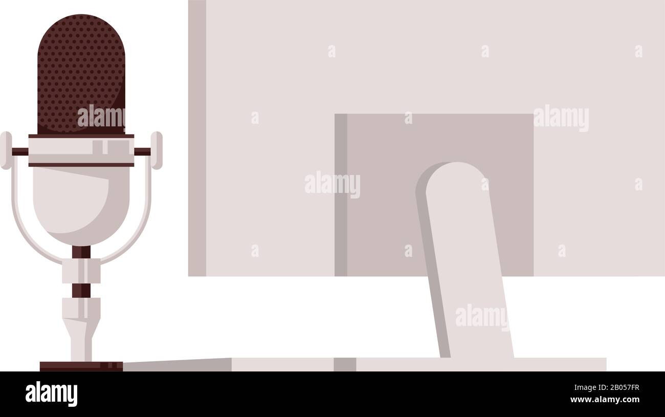 radio microphone retro with desktop Stock Vector Image & Art - Alamy
