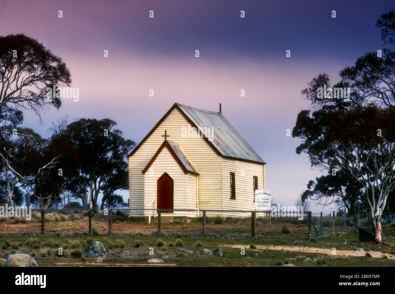 Berridale country church New South Wales, Australia. In a pretty rural setting, Berridale is a charming town in the NSW Snowy Mountains near pristine Stock Photo