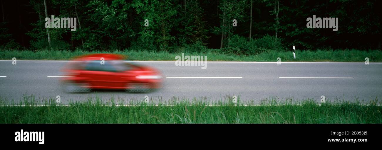 Car on the road, Baden-Wurttemberg, Germany Stock Photo