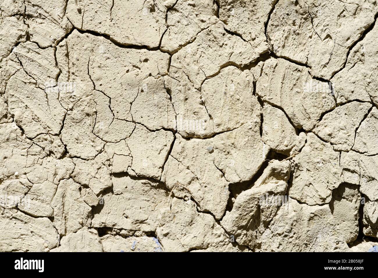 Dry and cracked muddy soil surface, Upper Mustang region, Nepal. Stock Photo