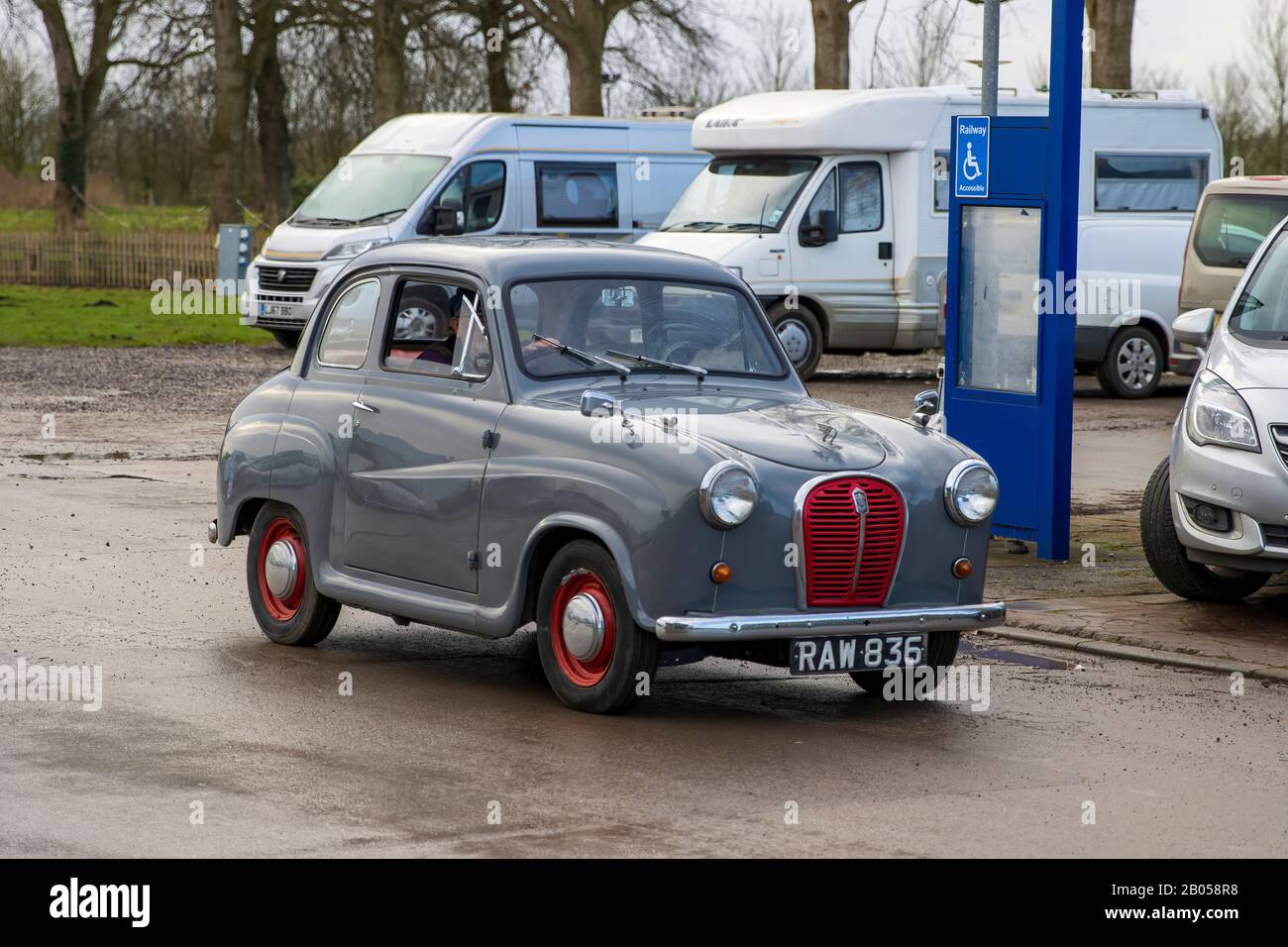 Austin A35, 1958, Reg No: RAW 836, at The Great Western Classic Car Show, Shepton Mallet UK, Febuary 08, 2020 Stock Photo
