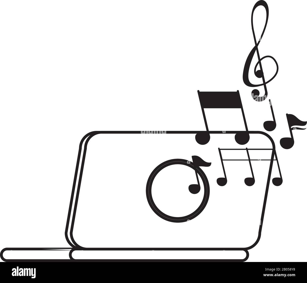 laptop computer with music notes Stock Vector Image & Art Alamy