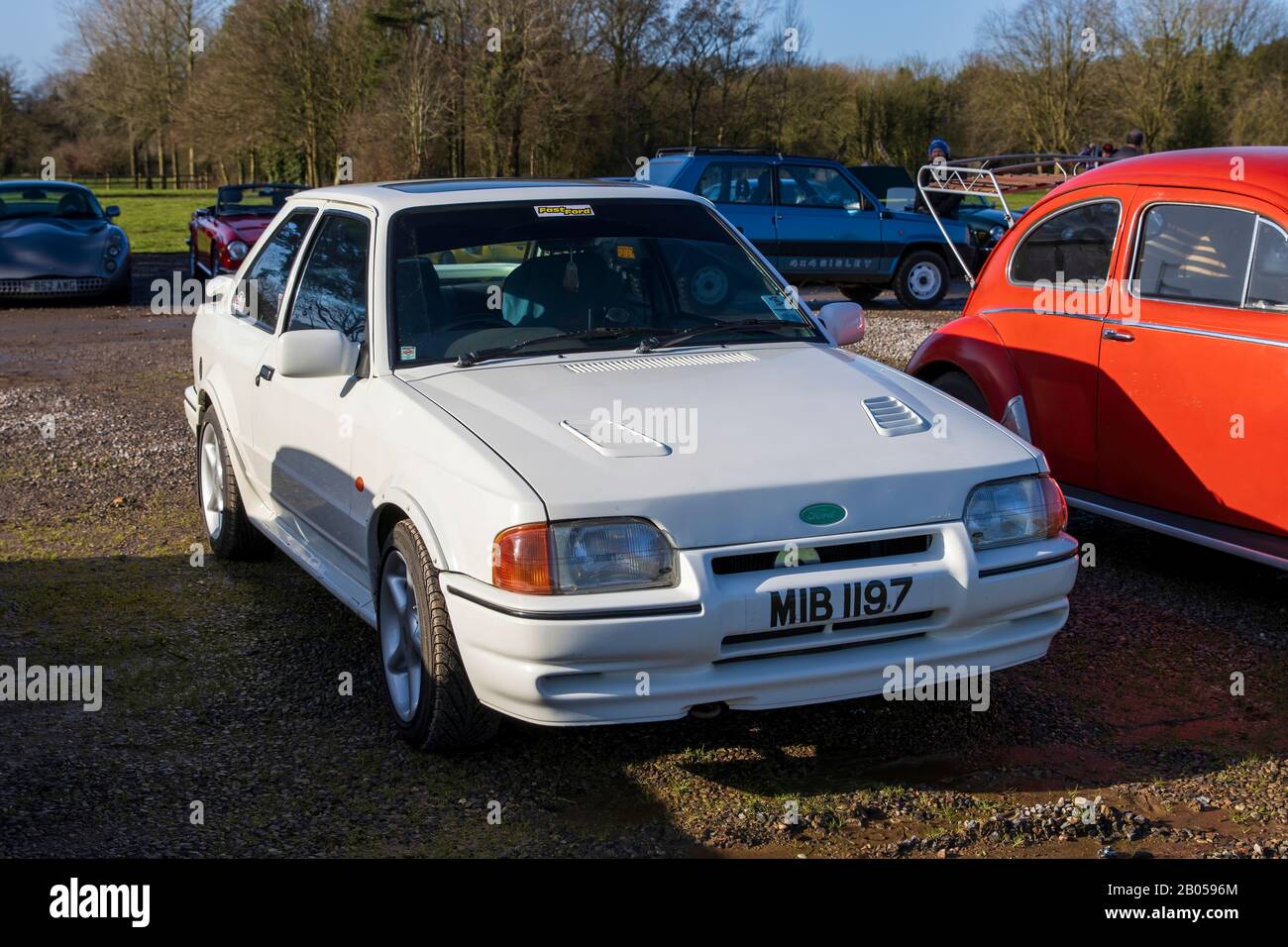 Ford Escort, 1990, Reg No: MIB 1197, at The Great Western Classic Car Show, Shepton Mallet UK, Febuary 08, 2020 Stock Photo