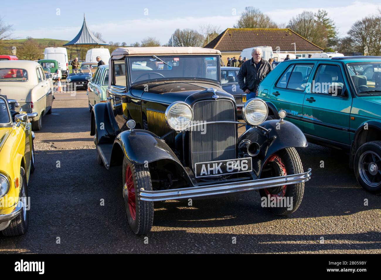 Ford Model B, 1932, Reg No: AHK 846, at The Great Western Classic Car Show, Shepton Mallet UK, Febuary 08, 2020 Stock Photo