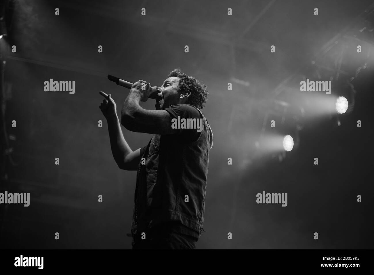 Pierre Bouvier singer from simple plan, live at o2 victoria warehouse  manchester uk, 13th feb 2020 Stock Photo - Alamy