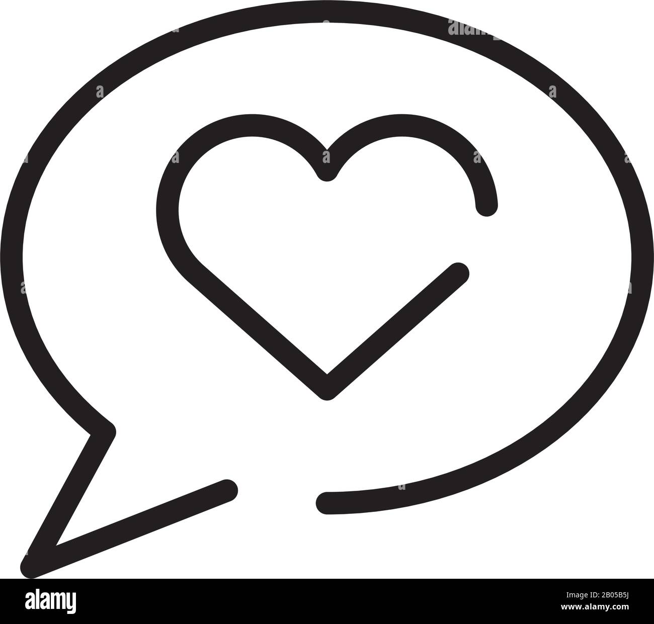 speech bubble with heart icon over white background, line style icon ...