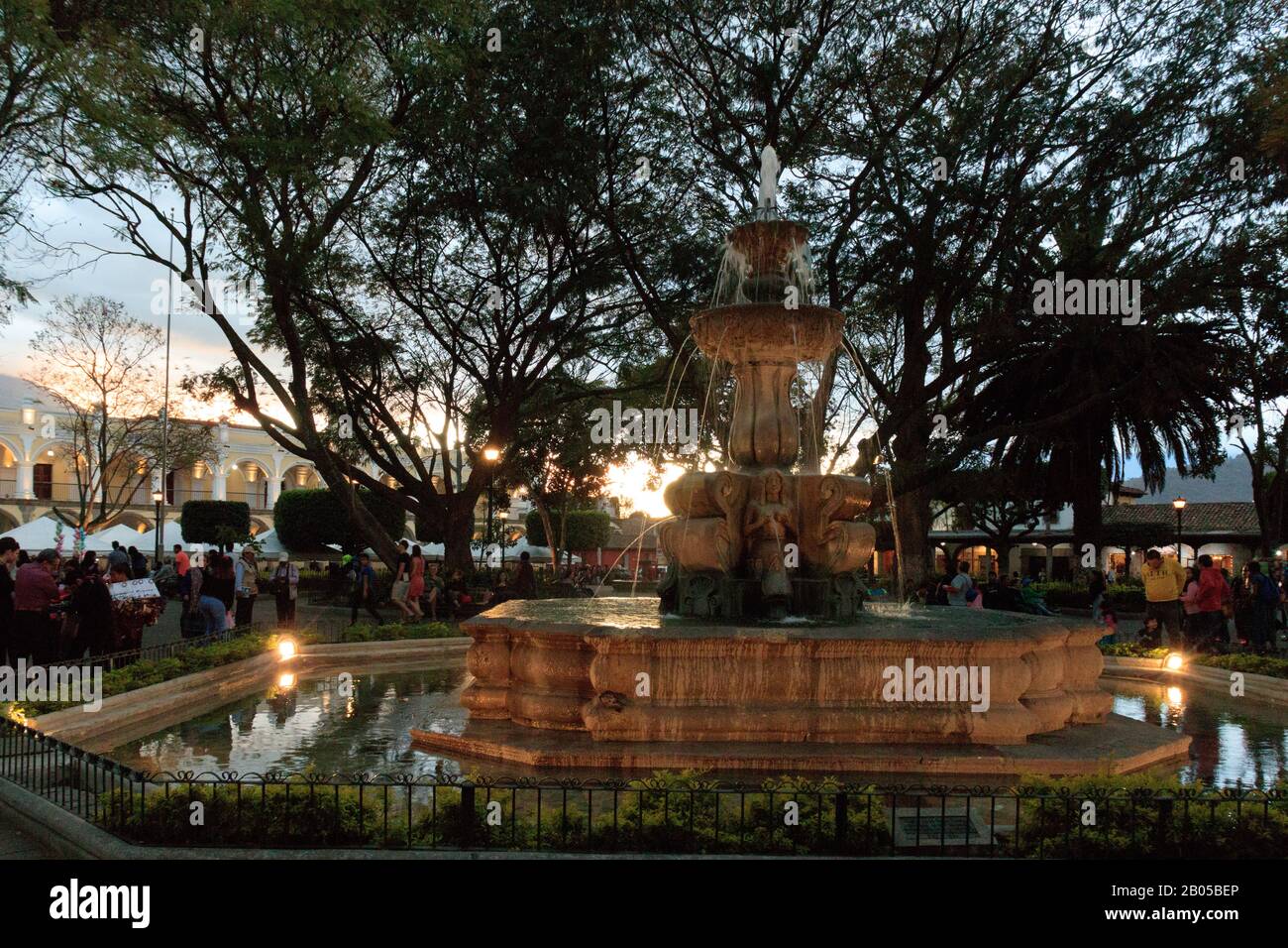 antigua central park during sunset Stock Photo