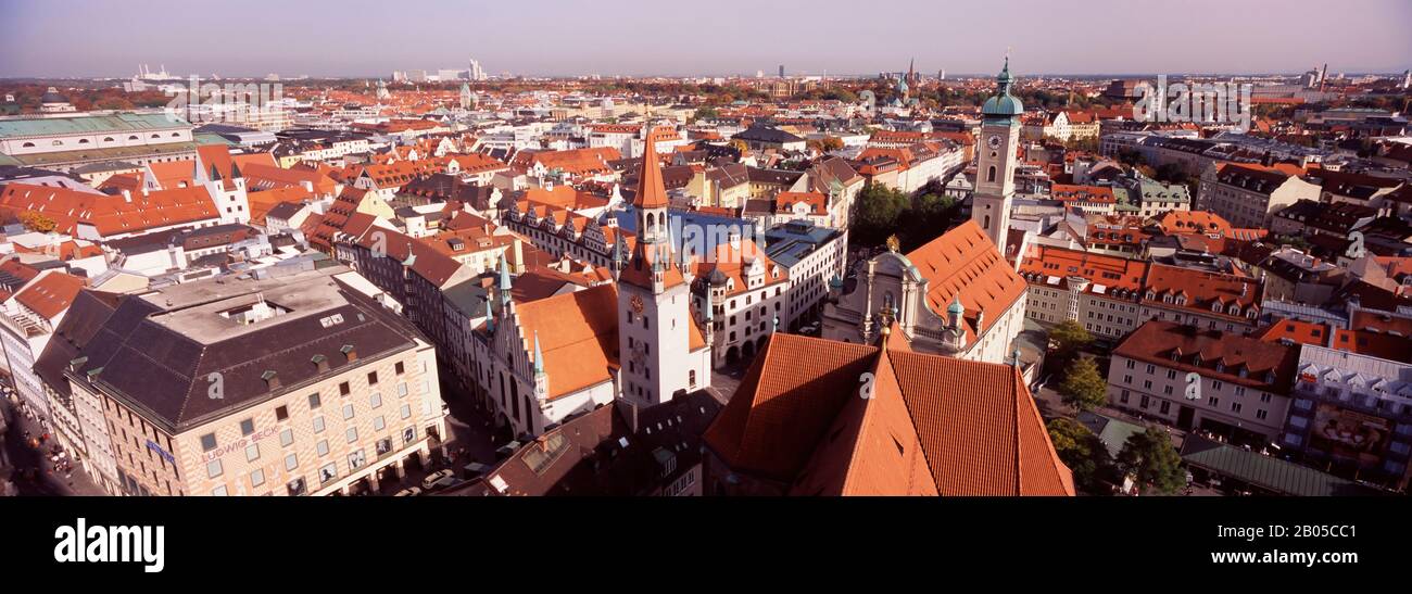 High angle view of a city, Munich, Bavaria, Germany Stock Photo