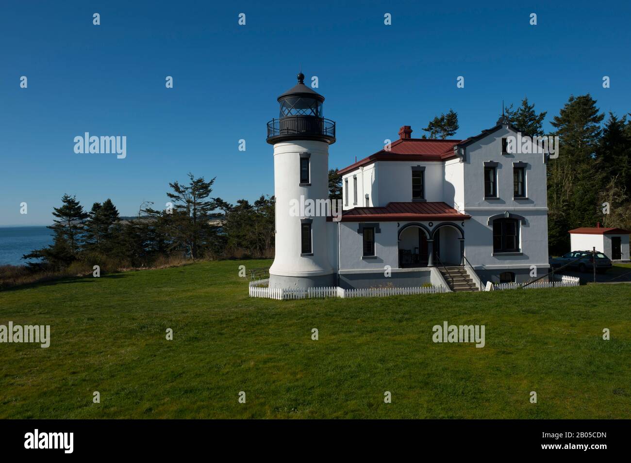 Admiralty Head Lighthouse at Fort Casey State Park on Whidbey Island, Washington State, United States Stock Photo