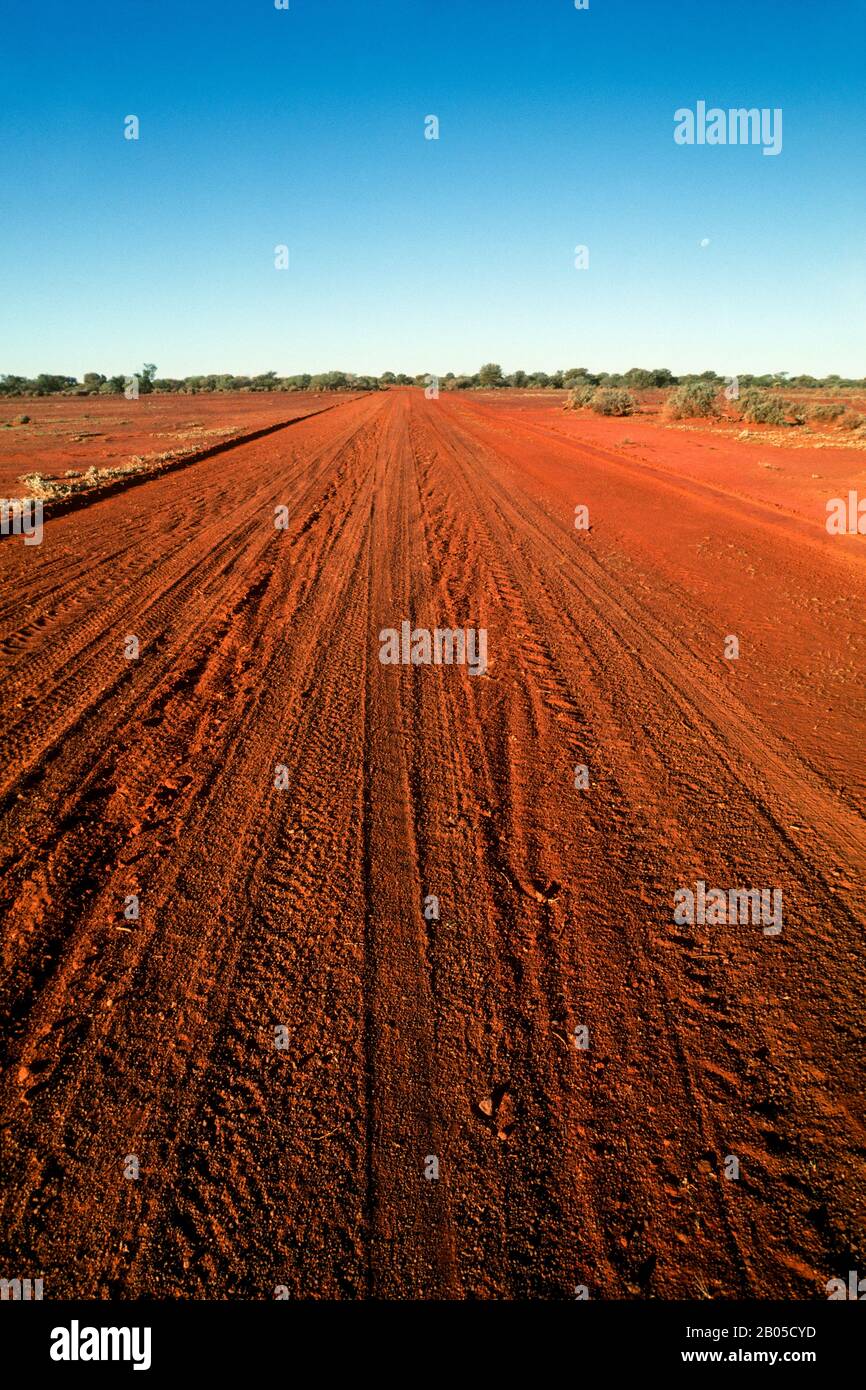 Red road, Outback red earth road, Western Australia Stock Photo