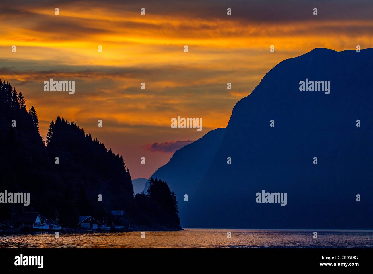 evening mood at Romsdalfjord, Norway Stock Photo