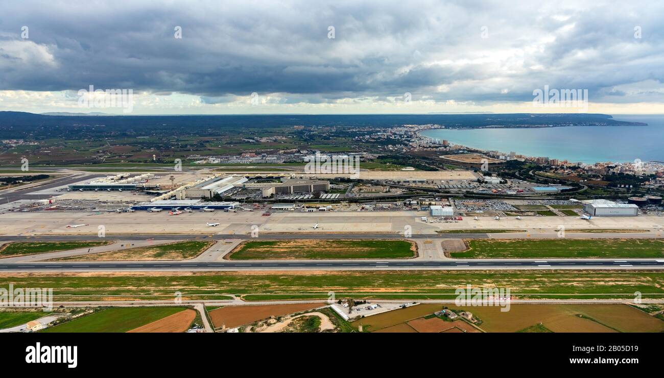 Aeroport de Palma de Majorca, 09.01.2020, aerial view, Spain, Balearic Islands, Majorca, Palma Stock Photo