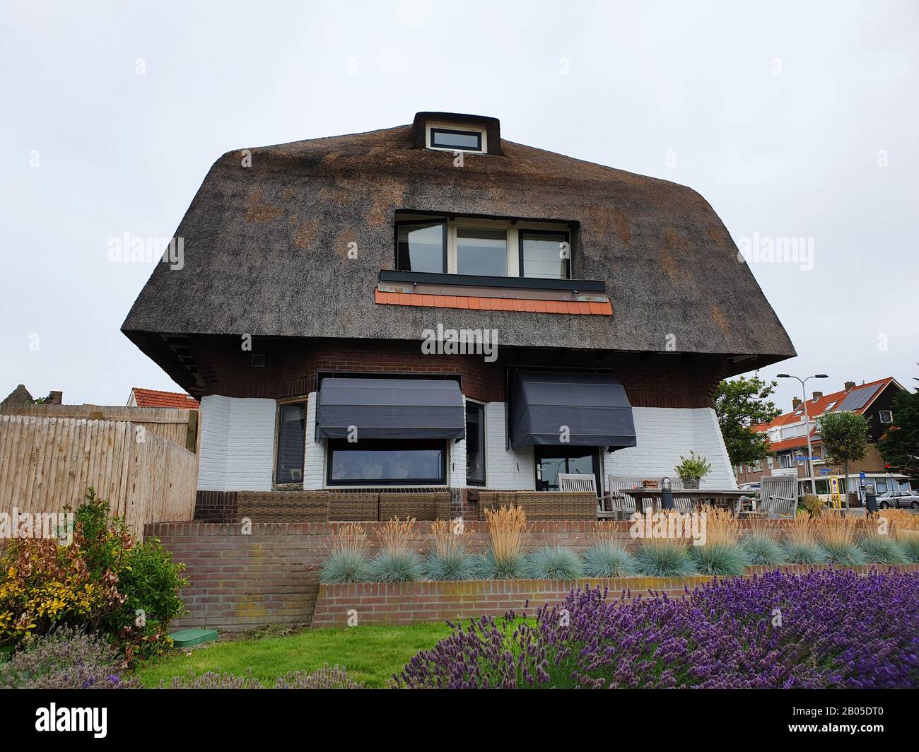 restored thatched roof, Netherlands Stock Photo