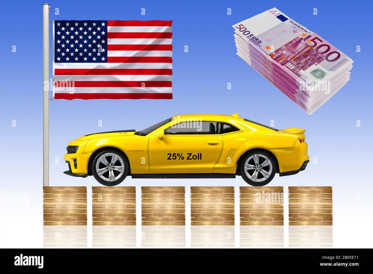 Chevrolet, Camaro, ZL1, on Euro coins Stock Photo