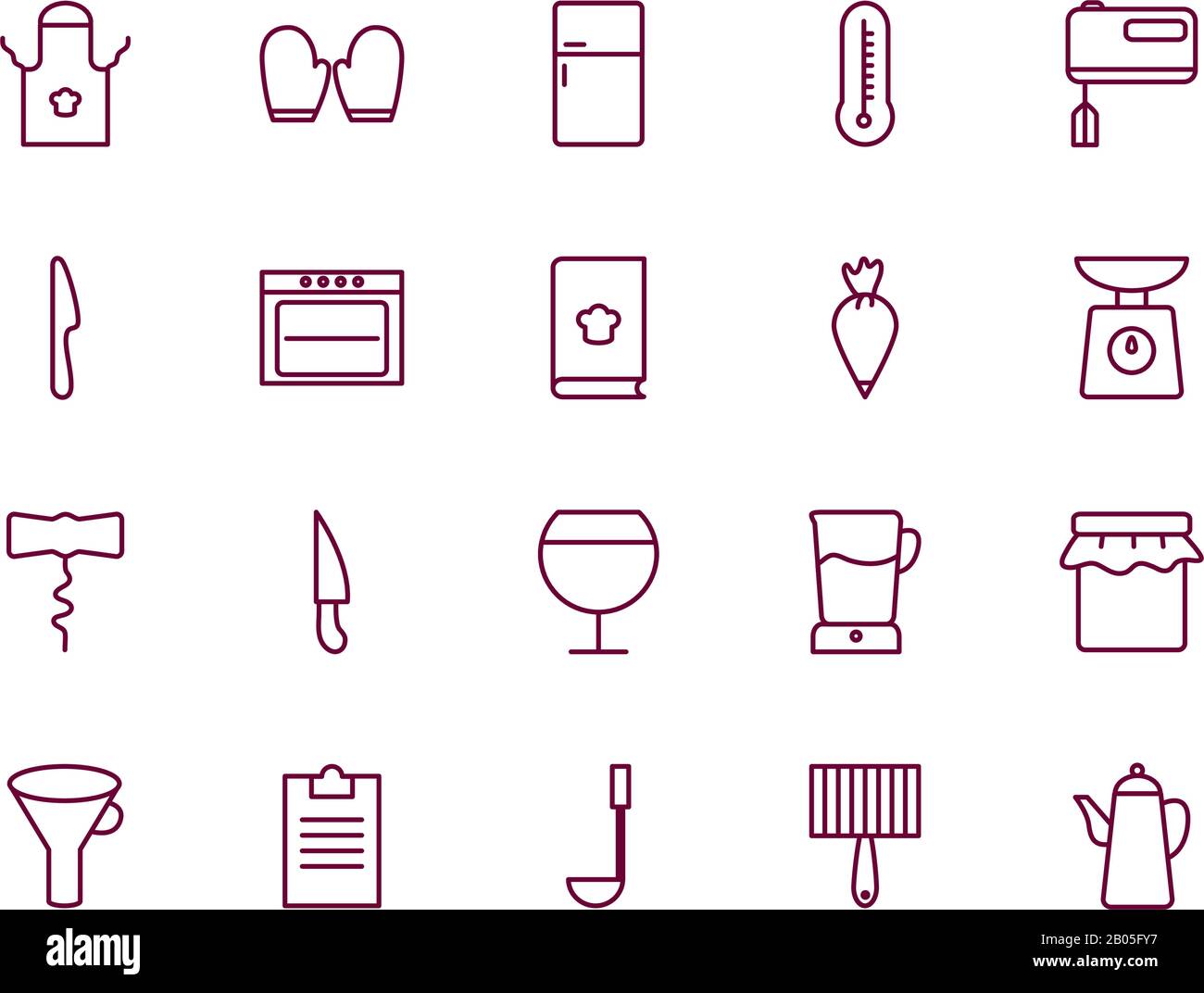 Isolated cook and kitchen line style icon set vector design Stock Vector
