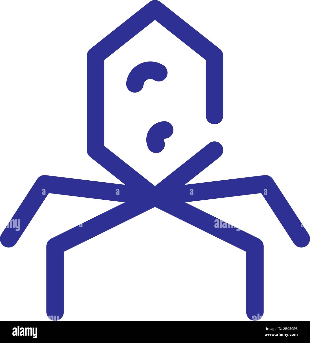 bacteriophage icon over white background, thick line style, vector illustration Stock Vector