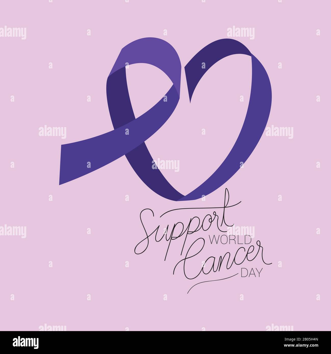 Purple ribbon of world cancer day vector design Stock Vector Image ...