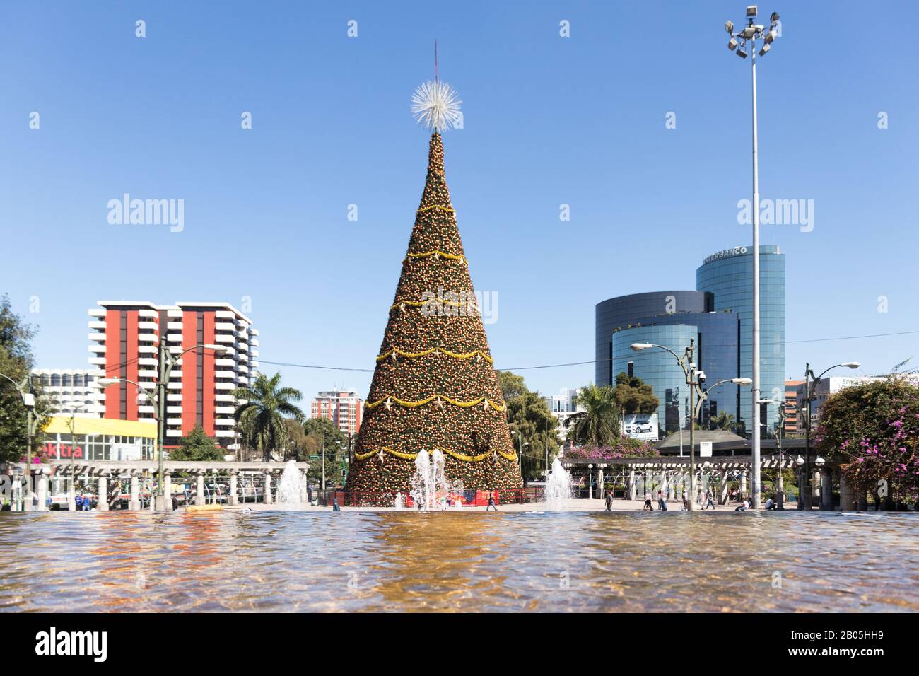 christmas tree in guatemala city plaza obelisco Stock Photo