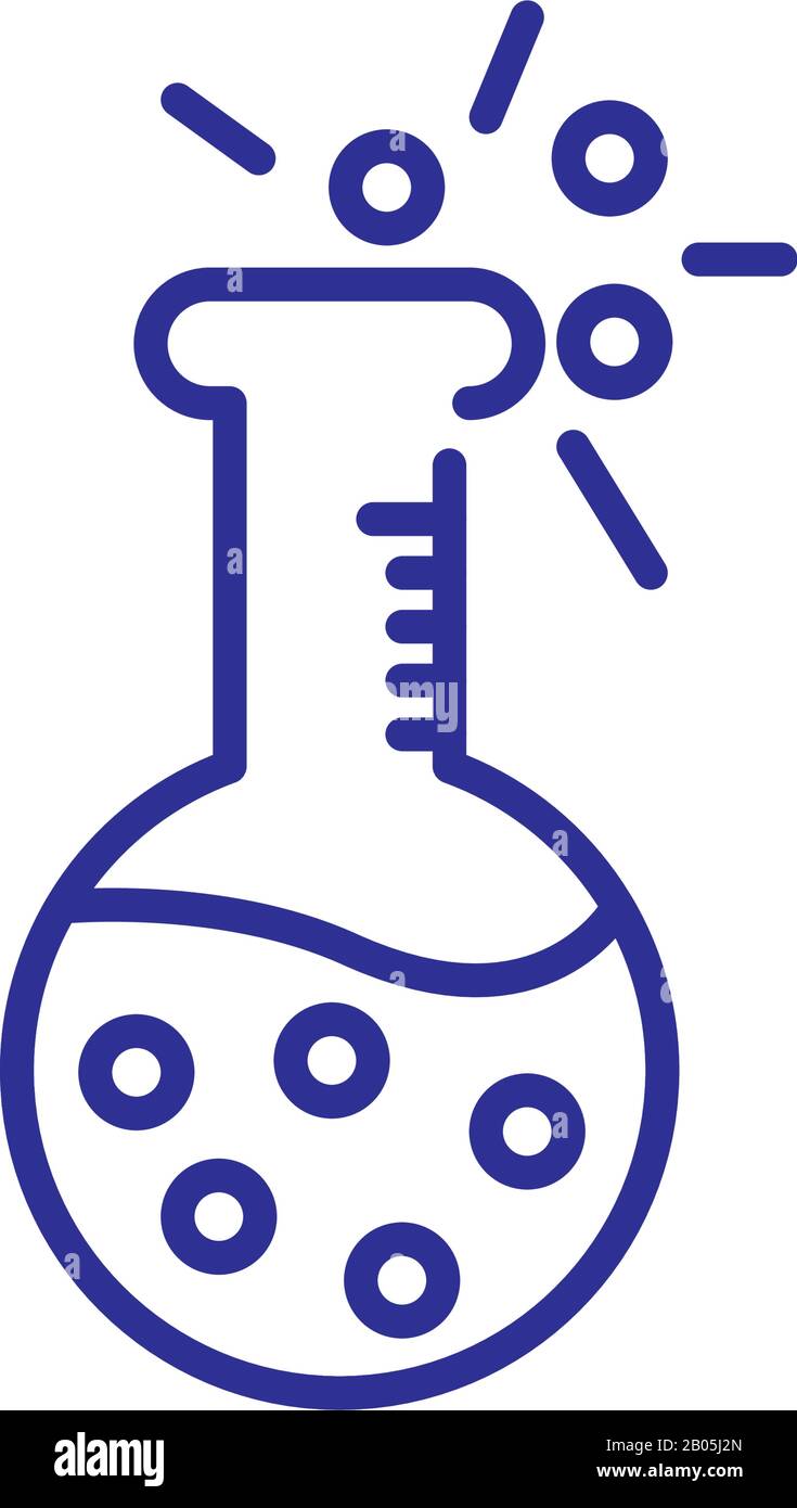 chemical flask bottle icon over white background, line detail style