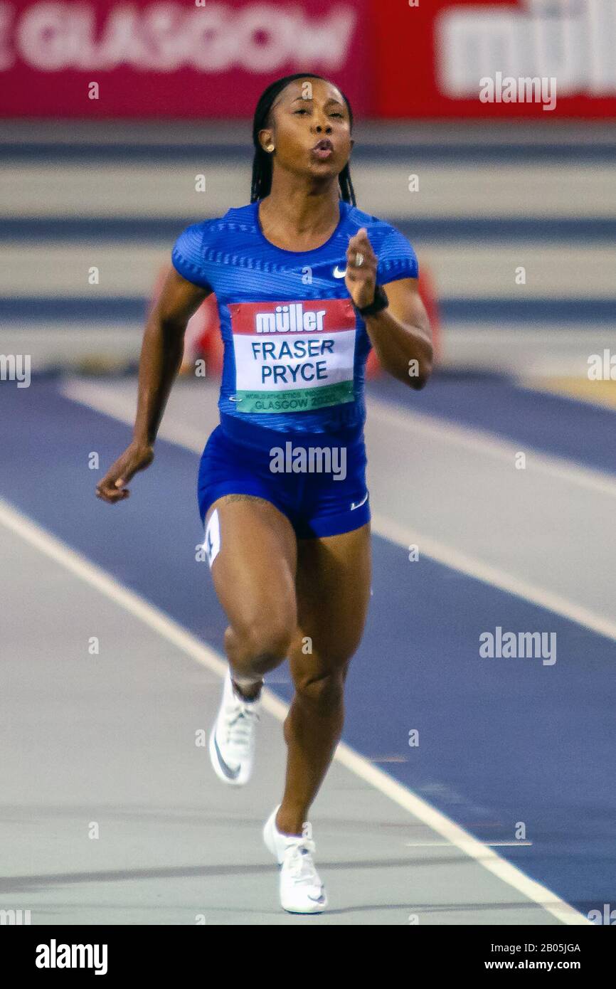 Glasgow Scotland Uk 15th Feb 2020 Shelly Ann Fraser Pryce Of Jamaica In Action During The Women S 60 Metres Final During The Glasgow 2020 Muller Indoor Grand Prix At The Emirates Arena Credit Iain