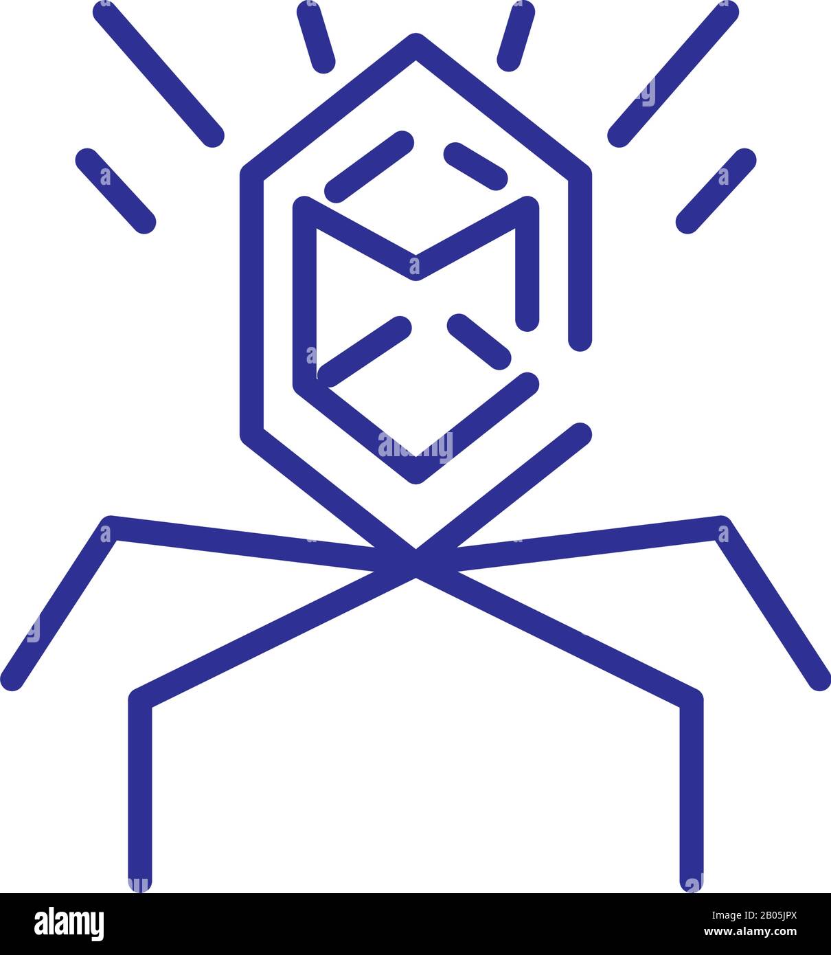 bacteriophage icon over white background, line detail style, vector illustration Stock Vector