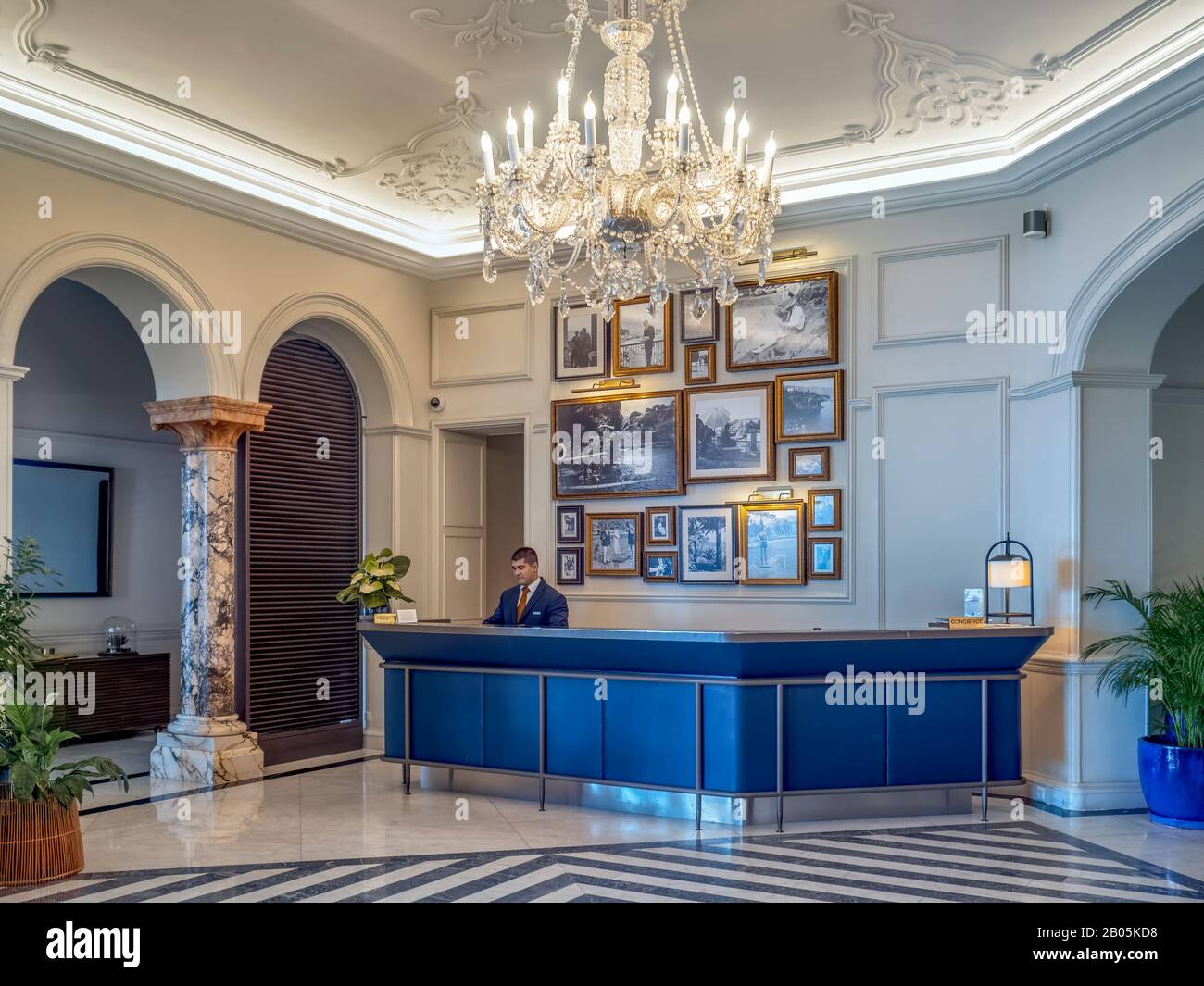 The reception area of Belmond Reid's Palace (a.k.a. Reid's Palace) a historic hotel located to