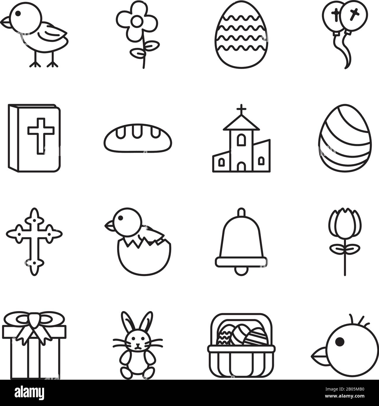 bundle of easter set line icons Stock Vector