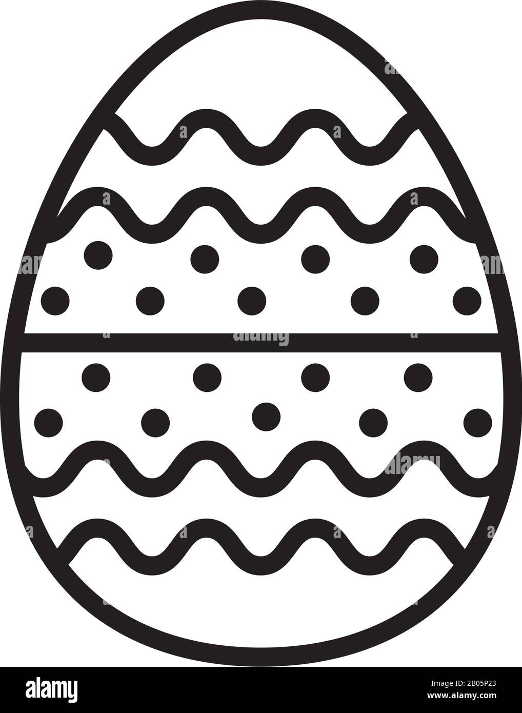 easter egg painted with bars and points line style Stock Vector