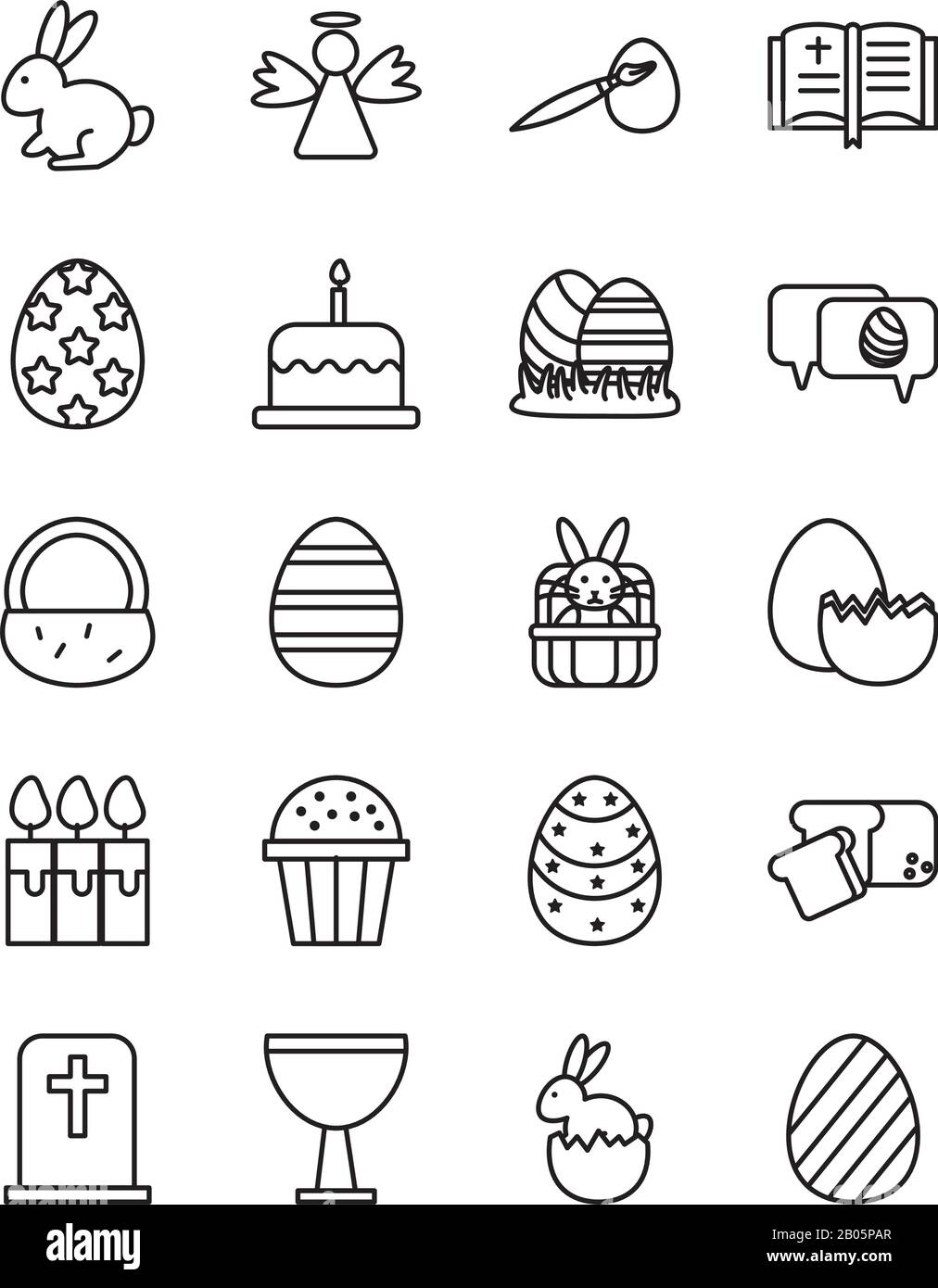 bundle of easter set line icons Stock Vector