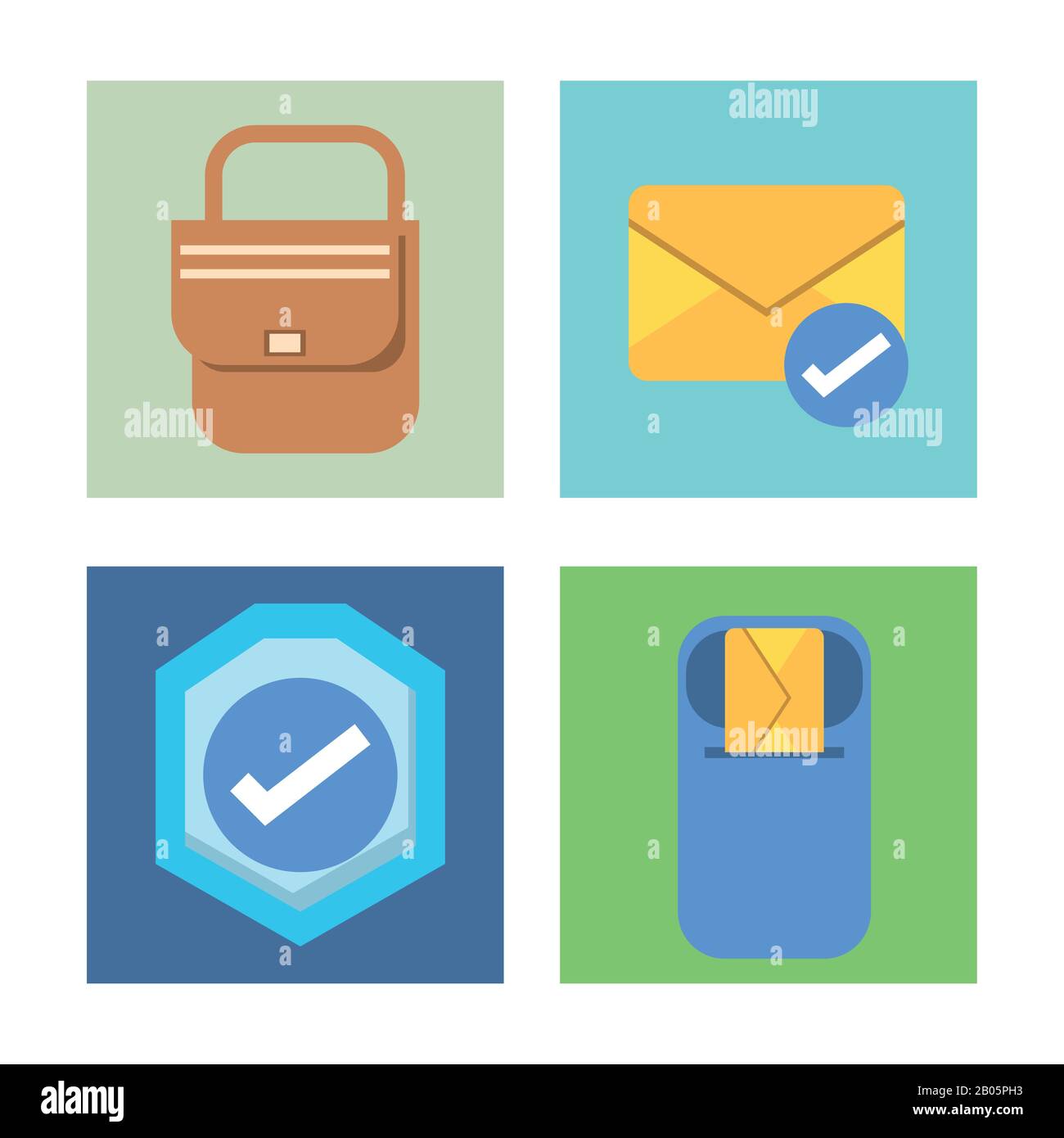bundle of postal service icons Stock Vector