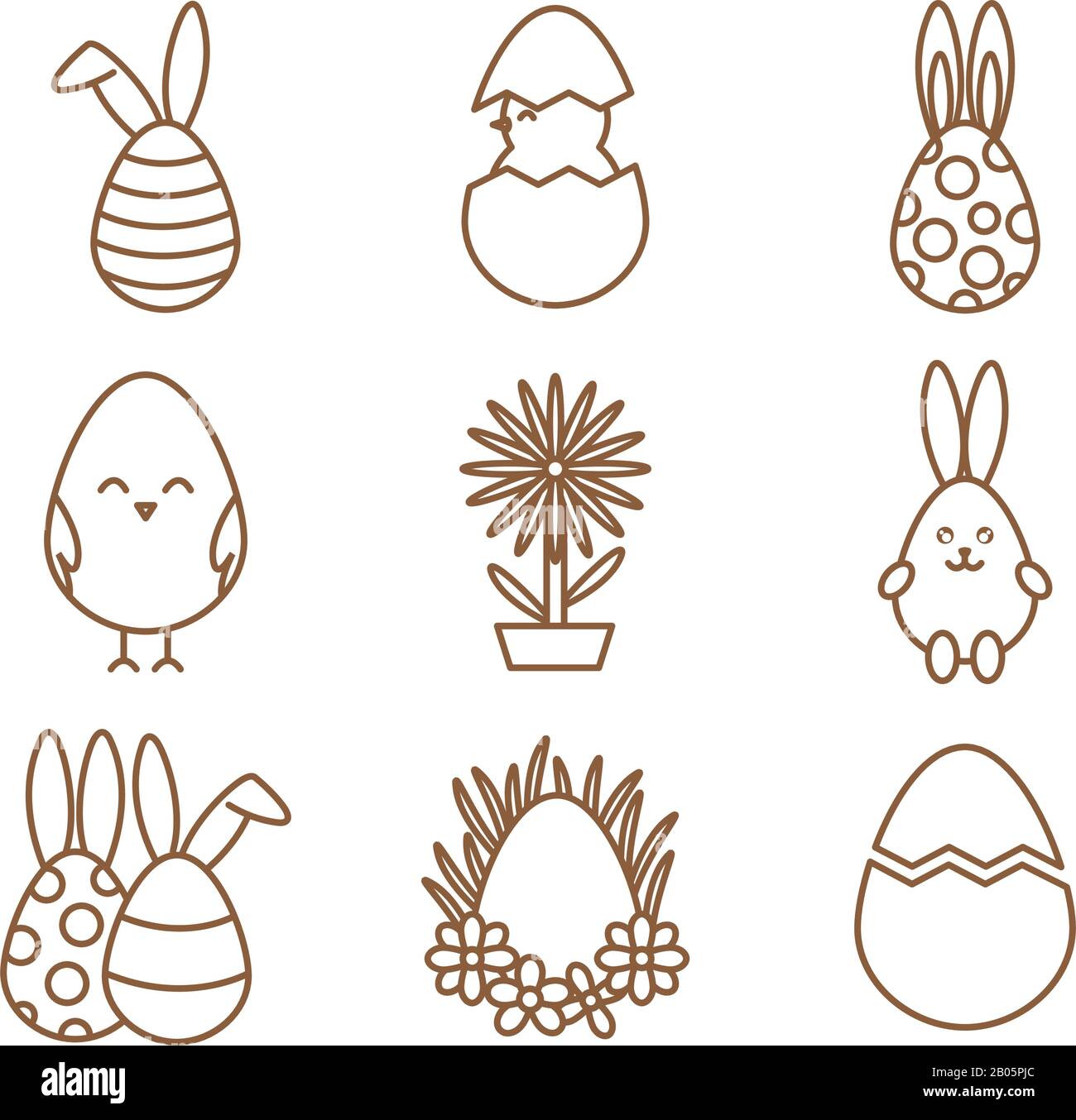 Happy easter 20 line style icon set vector design Stock Vector
