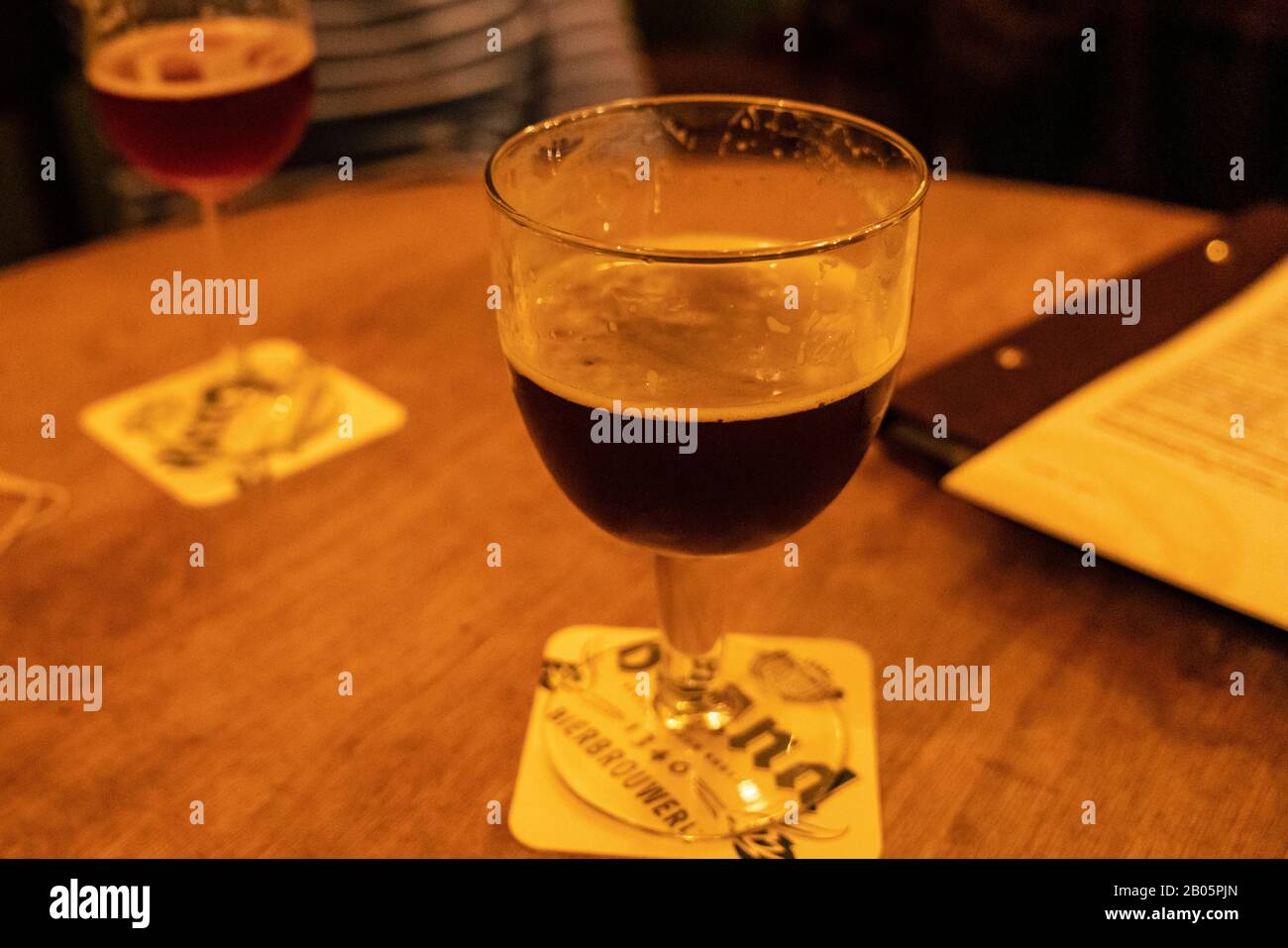 Drinking Belgian trappist ale in Amsterdam on New Year's Eve Stock