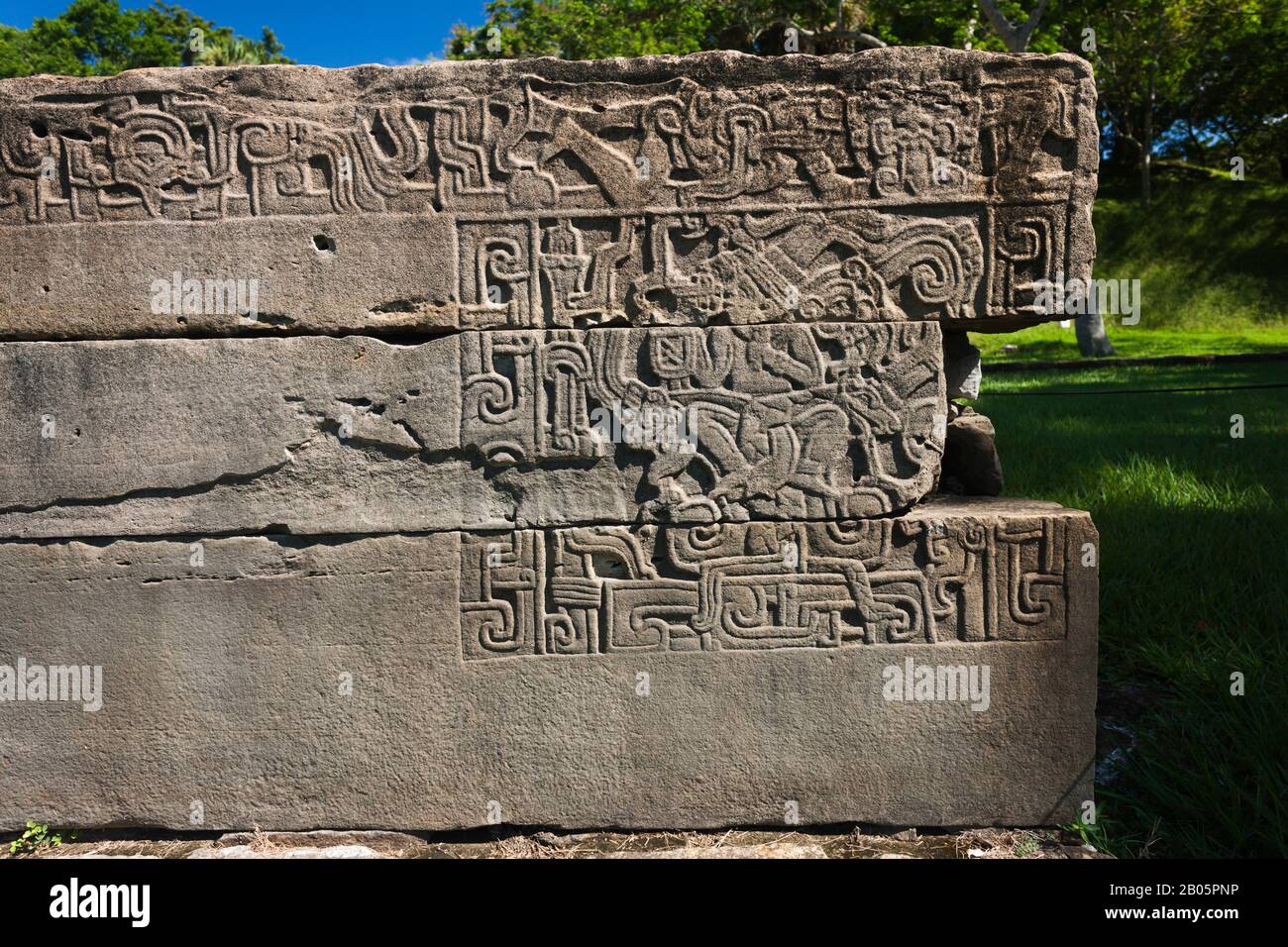 Relief of The North Ballcourt, El Tajin, most important north-east Mesoamerica archaeological site, Mayan Ruins, Veracruz, Mexico, Central America Stock Photo