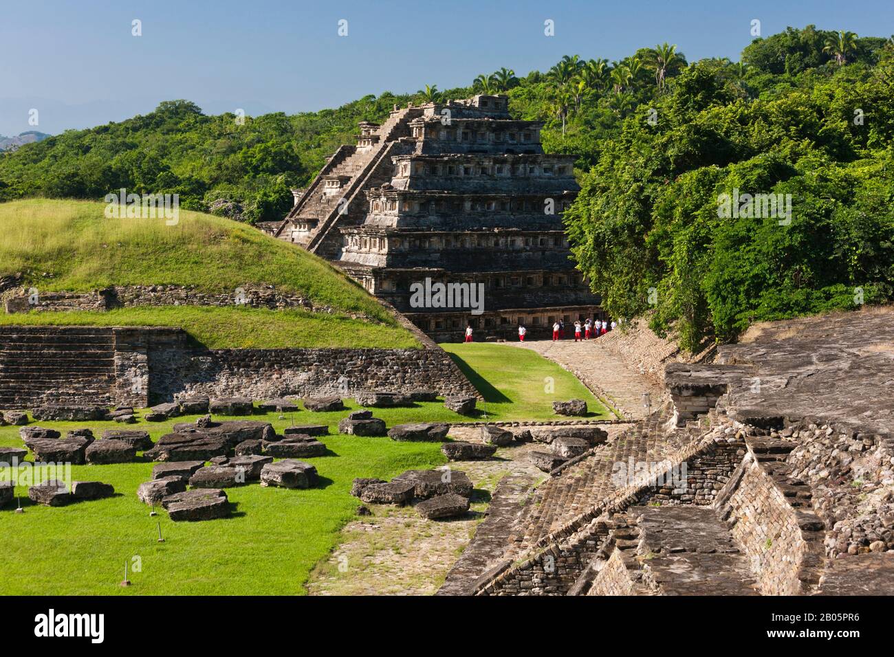 Pyramids complex of El Tajin, in jungle, most important north-east Mesoamerica archaeological site, Mayan Ruins, Veracruz, Mexico, Central America Stock Photo
