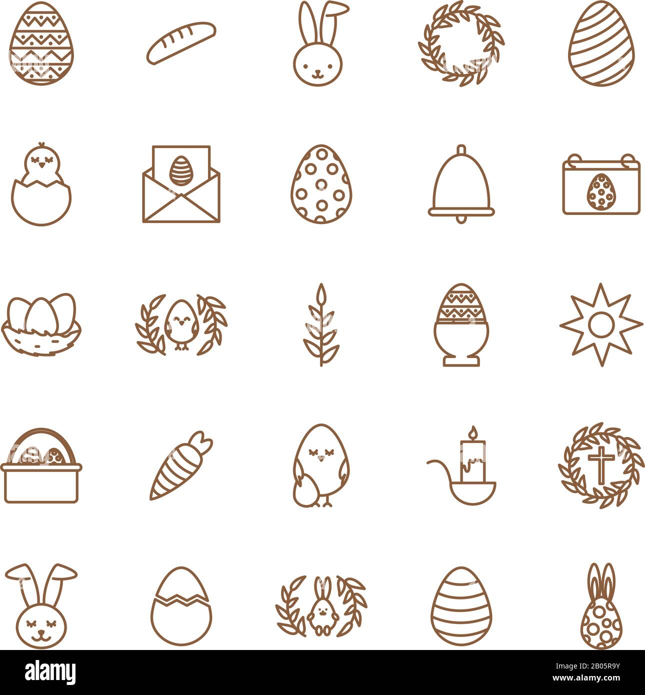 Happy easter line style icon set vector design Stock Vector