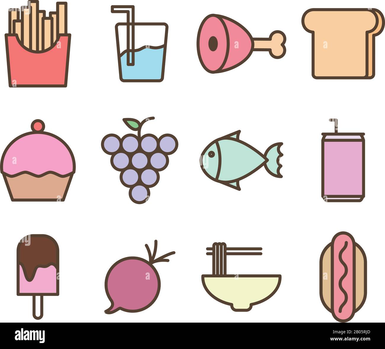 Isolated food line and fill style icon set vector design Stock Vector ...