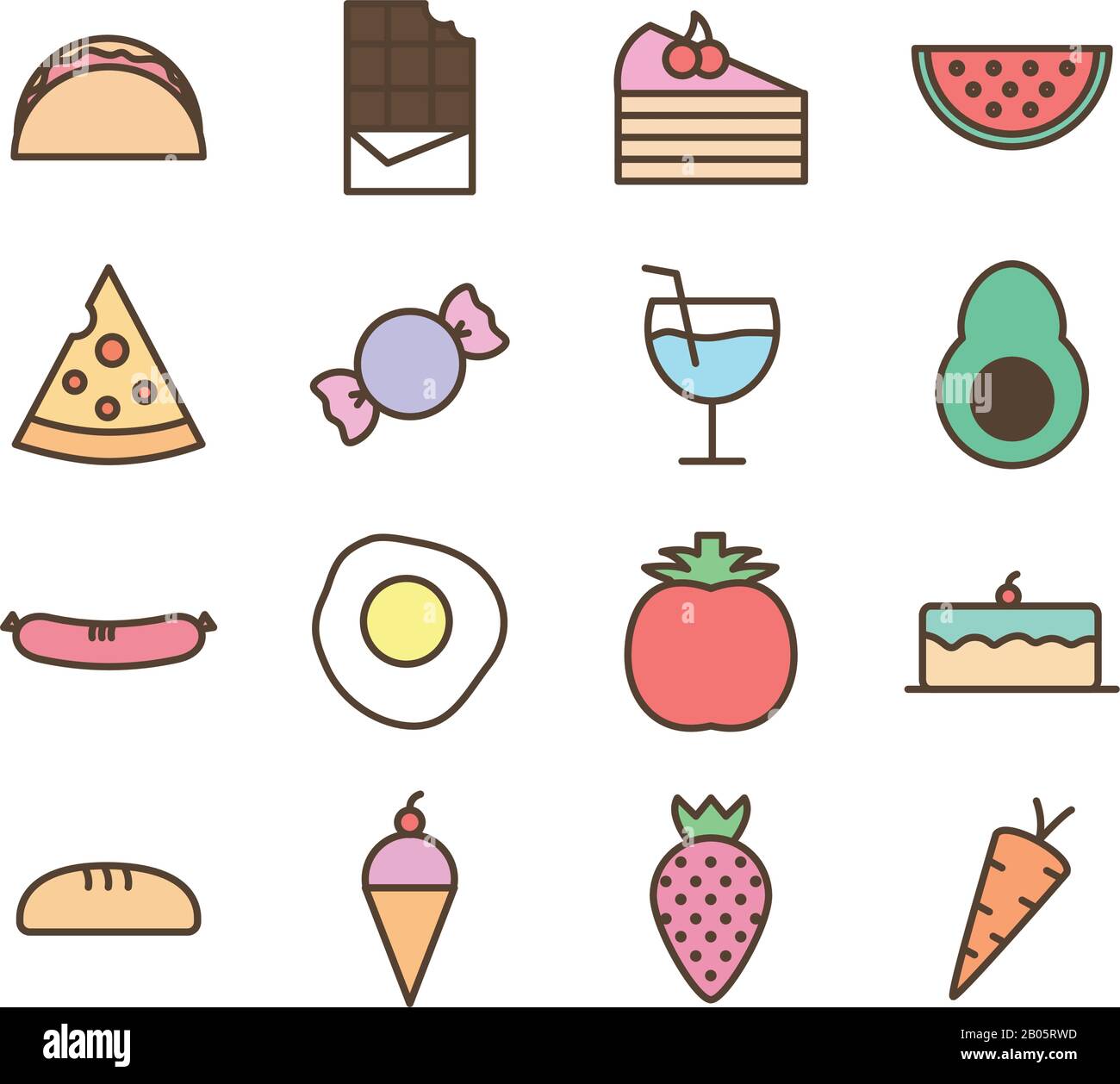 Isolated food line and fill style icon set vector design Stock Vector ...