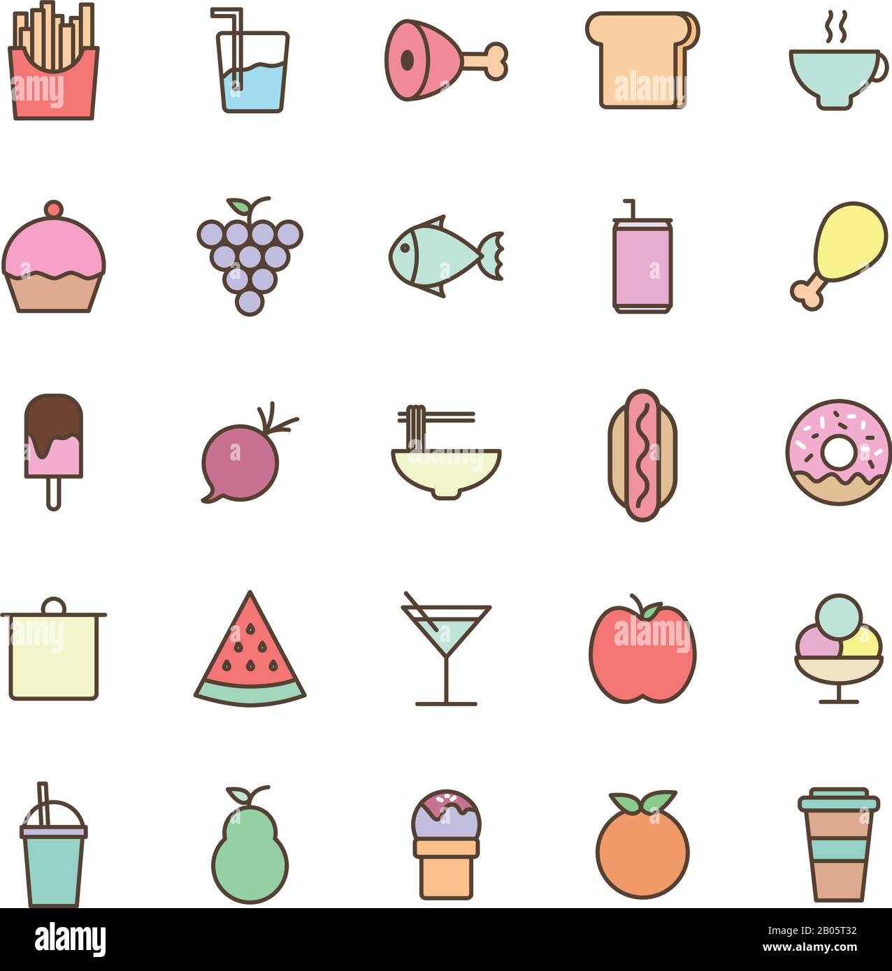 Isolated food line and fill style icon set vector design Stock Vector ...