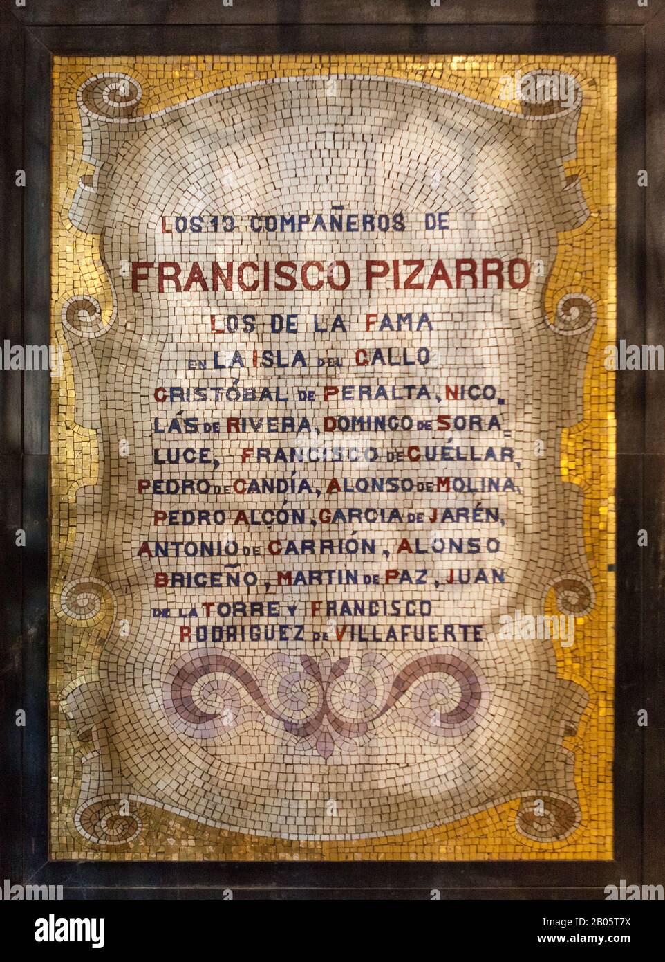 A mosaic plaque lists the names of the 13 men who accompanied the