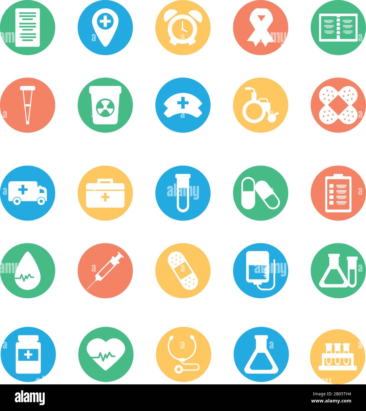 set of icons instruments medical, block and flat style icon vector ...
