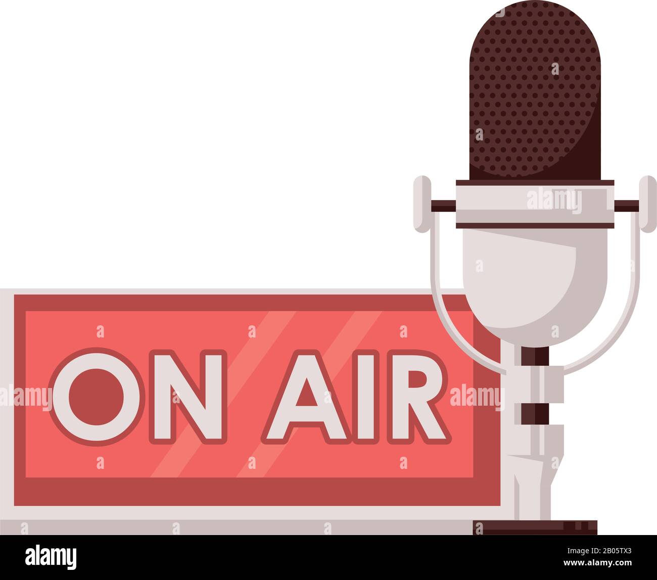 Premium Vector  On air broadcasting banner concept poster for radio  station with retro microphone and inscription