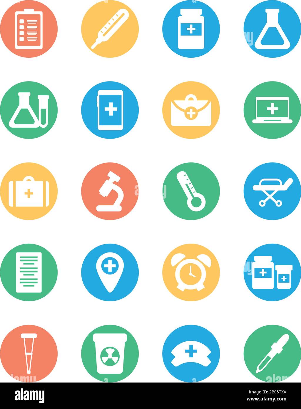 set of icons instruments medical, block and flat style icon vector ...