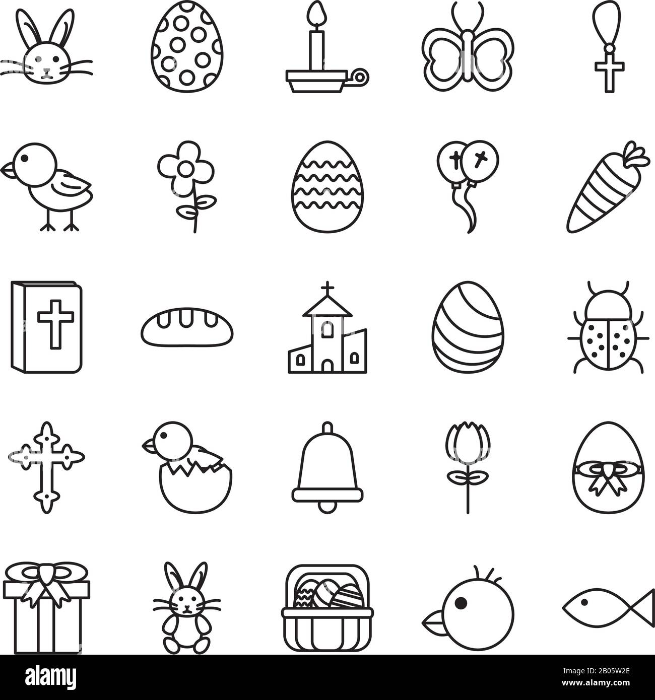 bundle of easter set line icons Stock Vector