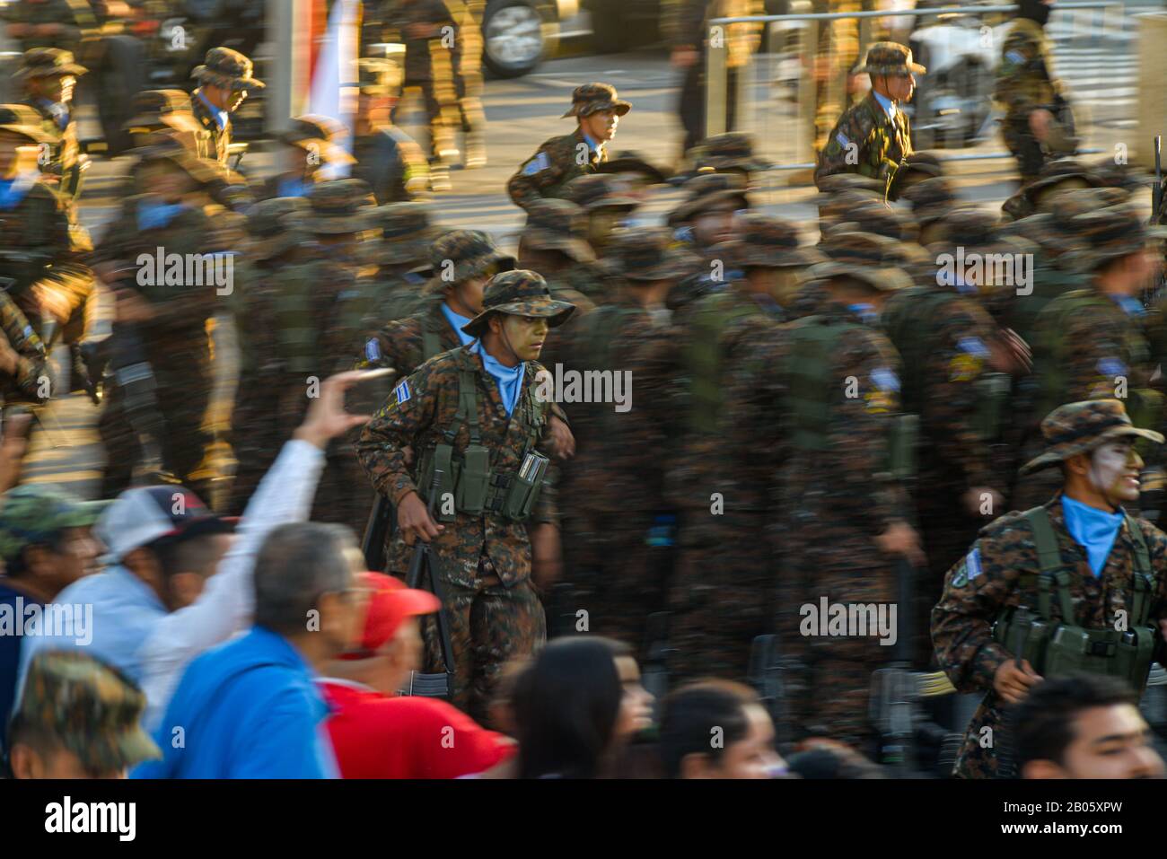 San Salvador, El Salvador. 18th Feb, 2020. Soldiers lineup for the arrival of the President of El Salvador.1400 troops where incorporated by President of El Salvador Nayib Bukele to El SalvadorÂ´s security plan ''Territorial Control''. This incorporation happens just nine days after Bukele busted into congress with the help of military to pressure lawmakers to approve a loan. Credit: Camilo Freedman/ZUMA Wire/Alamy Live News Stock Photo