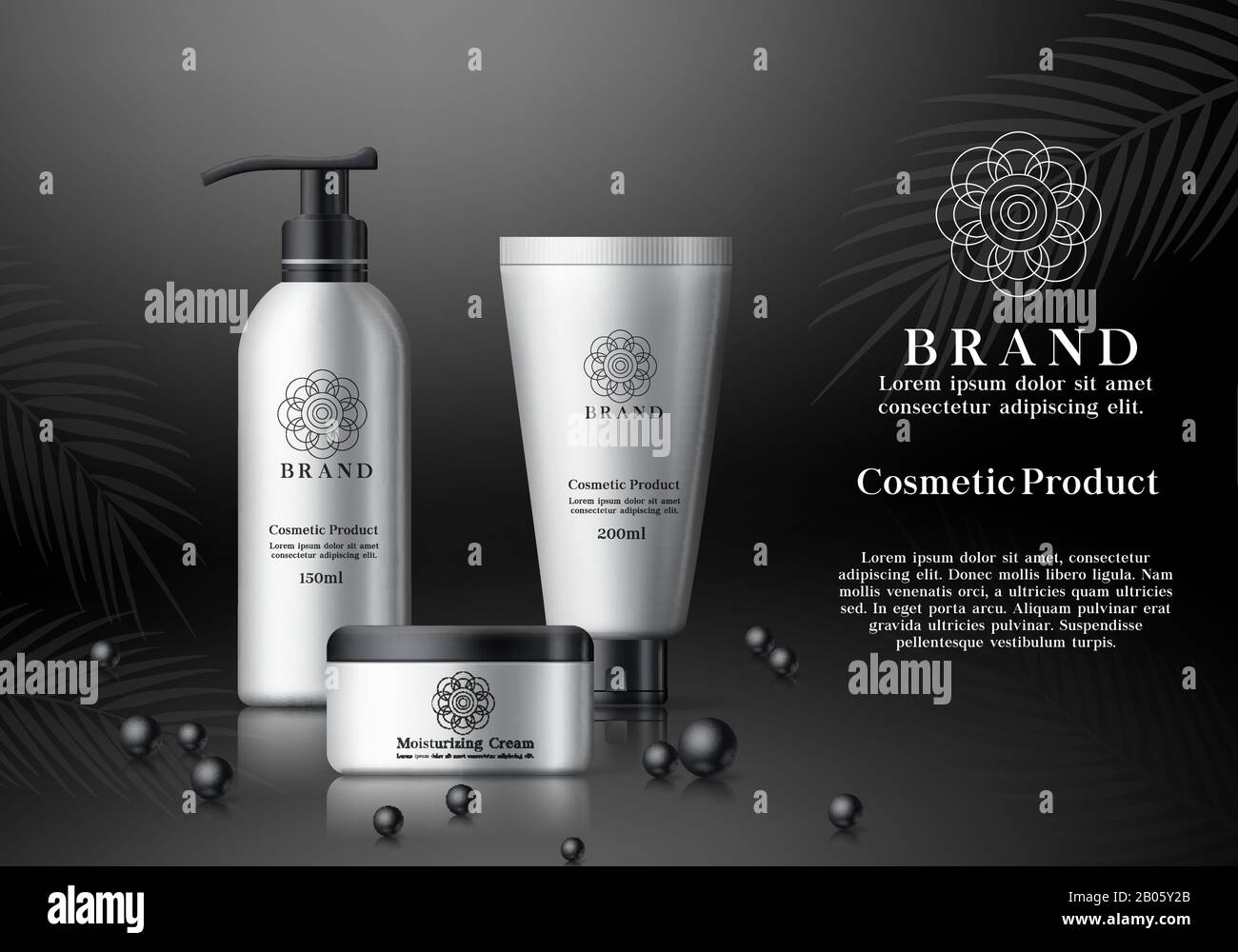 Download Cosmetics Mock Up Vector Banner Template Cosmetic Product Skin Care Bottle Of Body And Face Moisturizing Cream In Elegant Packaging With Black Cap Stock Vector Image Art Alamy