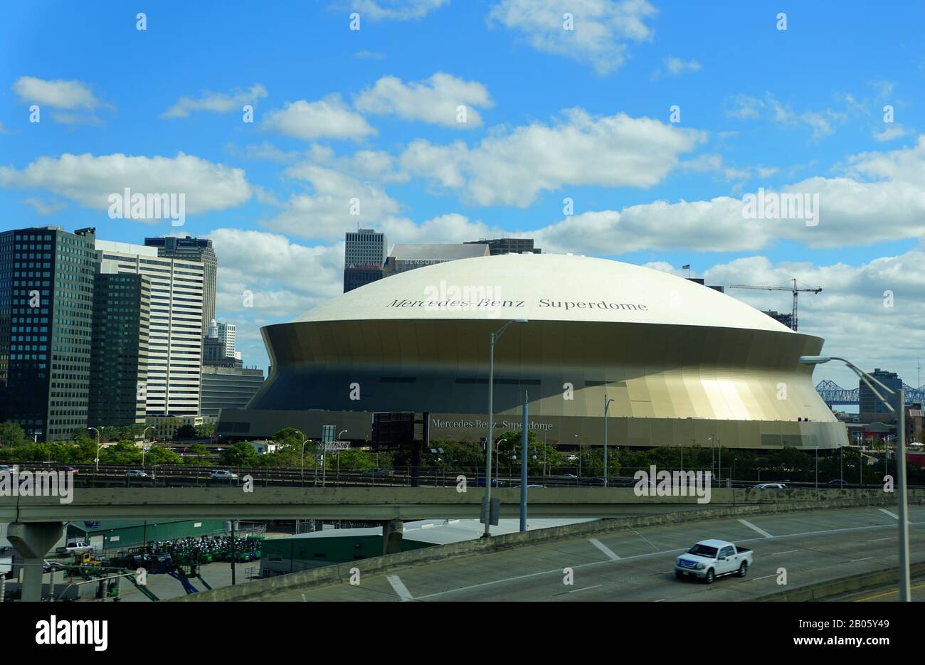 New Orleans, Louisiana, U.S.A - February 4, 2020 - The view of Superdome on Sugar Bowl Drive Stock Photo