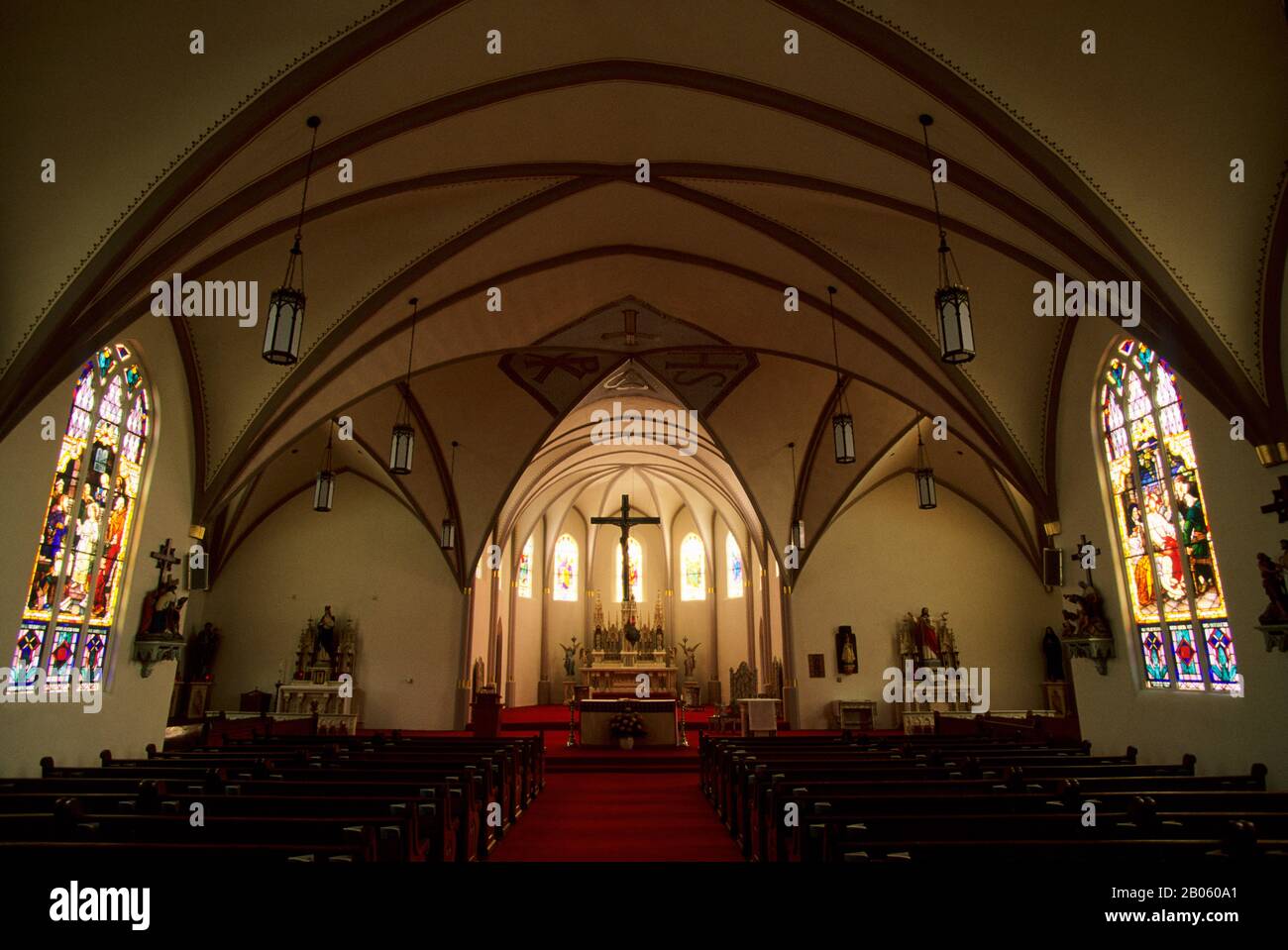 Interior view of the Catholic Church Immaculate Conception in Pawhuska, Oklahoma, USA Stock