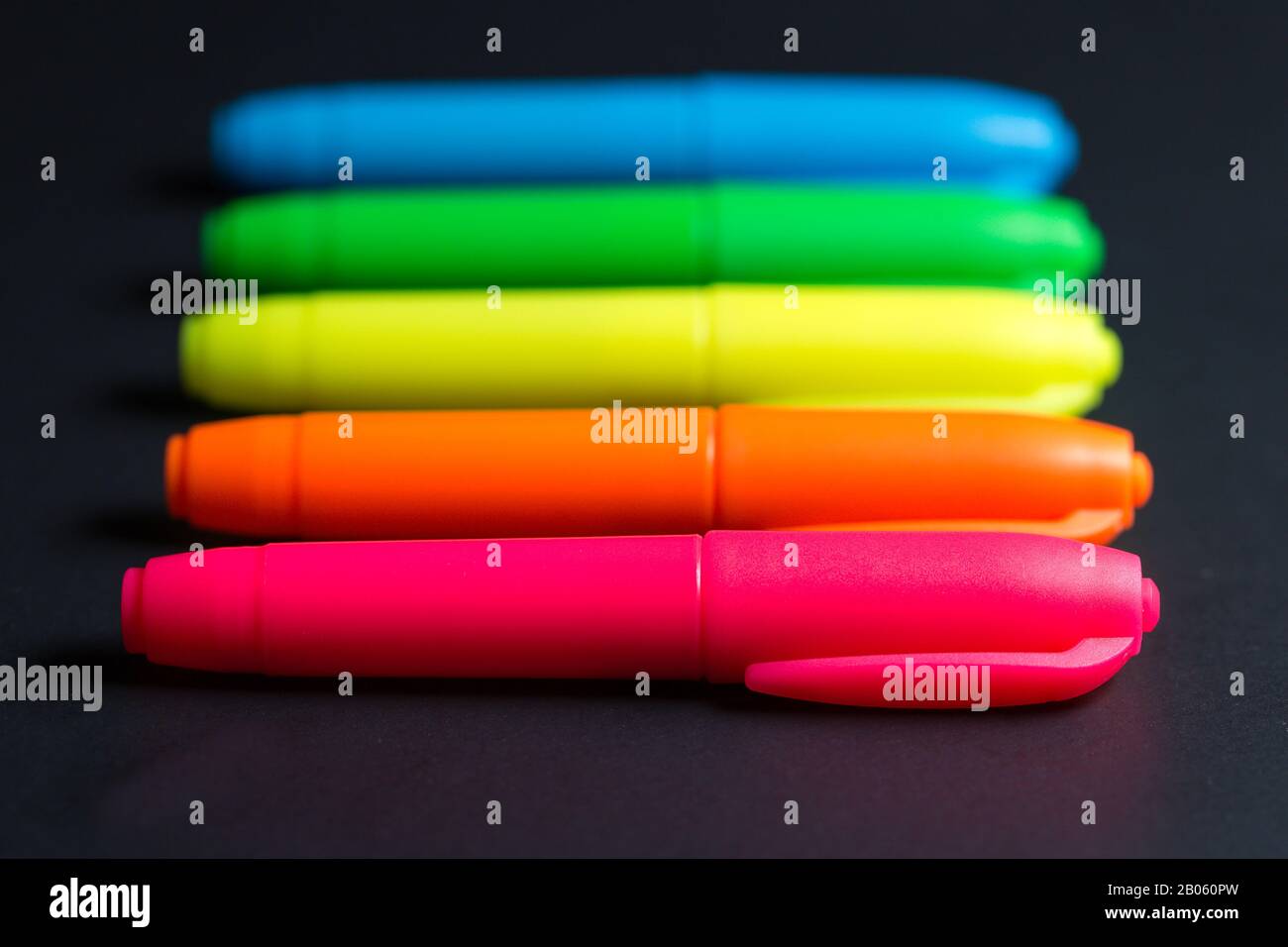 Colorful Marker Highlighter in Yellow Green Blue Pink and Isolated